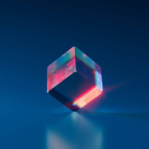 a crystal with a blue background